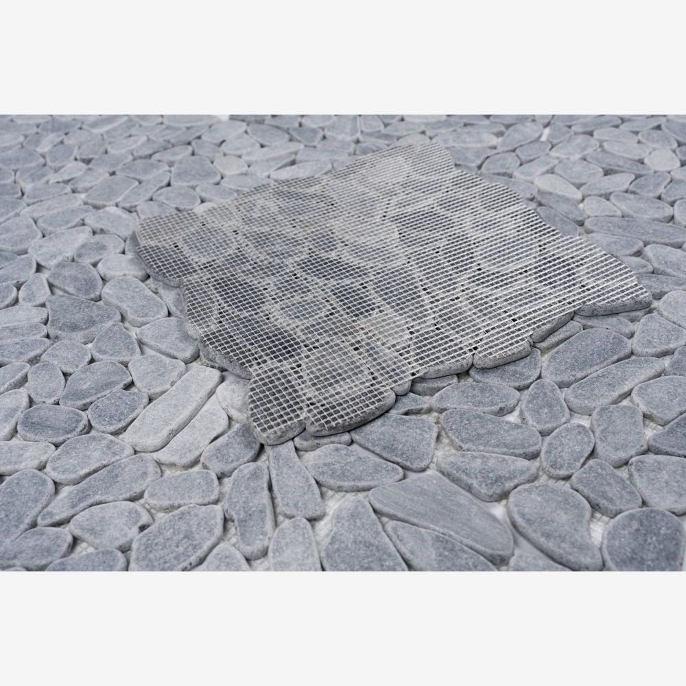 Tucson Stormy Grey Marble Pebble Mosaic Tile