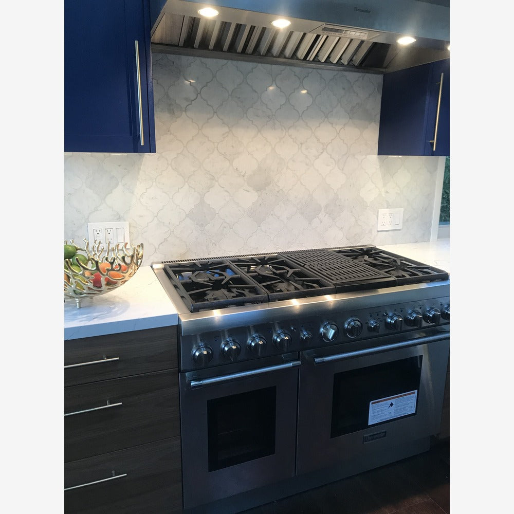 Carrara White Marble Lantern Arabesque Mosaic Polished/Honed