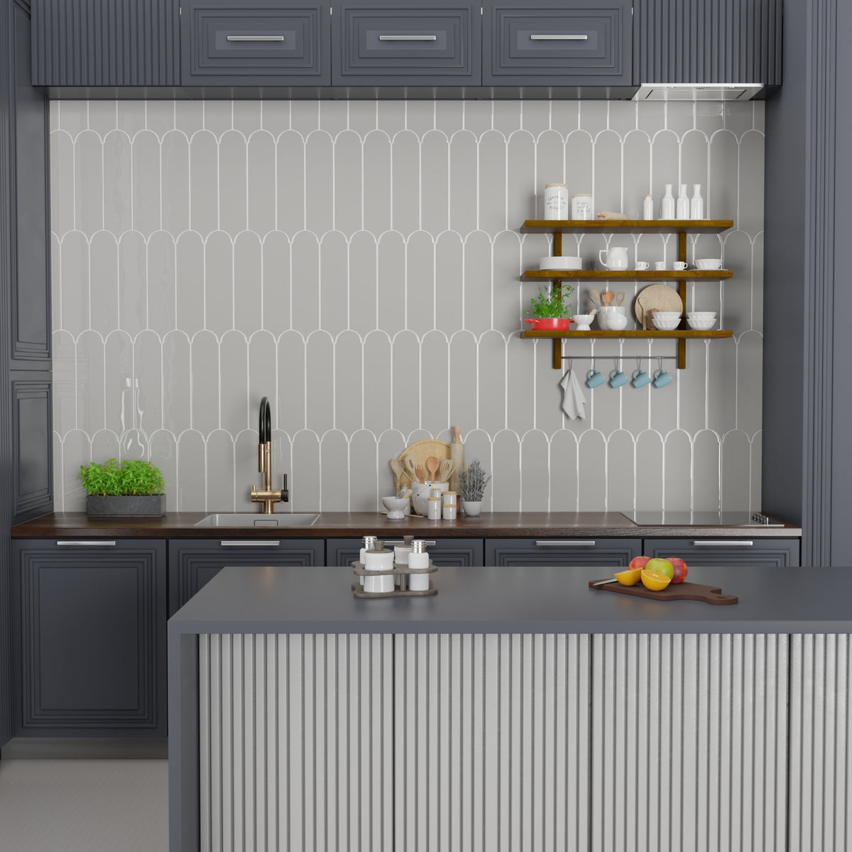 Doncaster Slate Falcon 3x12 Scallop Glossy Ceramic Tile