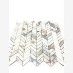 Load image into Gallery viewer, Calacatta Gold Baby Chevron Marble Mosaic Tile
