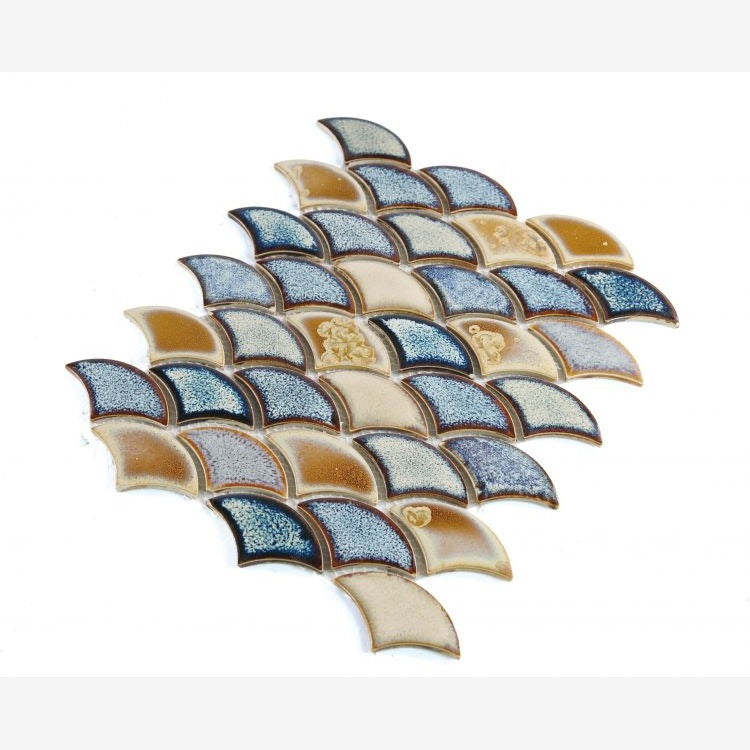 Antigua Brown Lentil 2x3 Fishscale Porcelain Mosaic