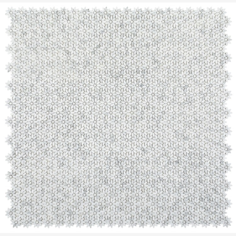 Carrara White Mini Daisy Marble Mosaic Polished
