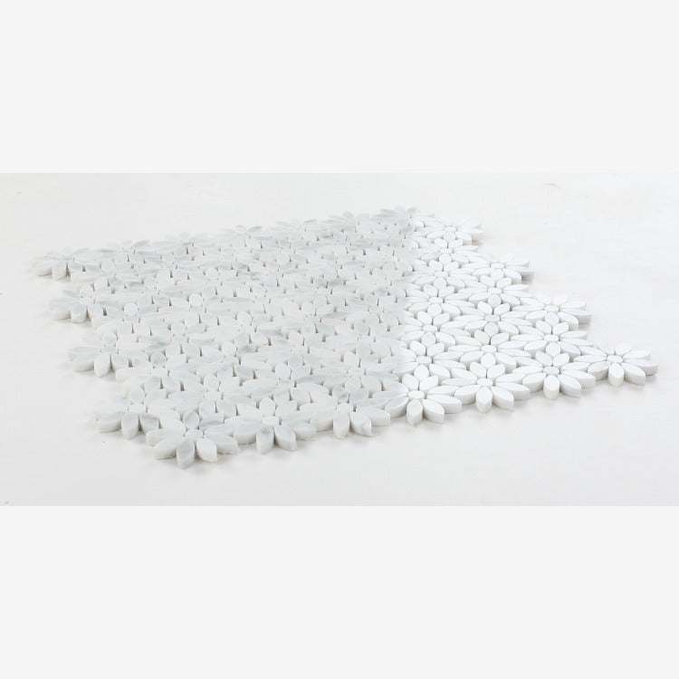 Carrara White Mini Daisy Marble Mosaic Polished