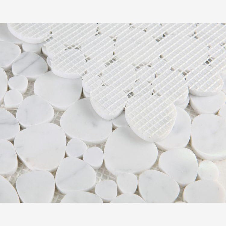 Hudson Carrara White Marble Pebble Mosaic