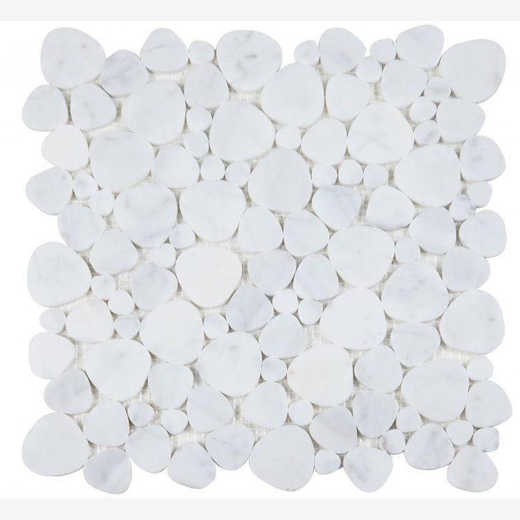Hudson Carrara White Marble Pebble Mosaic