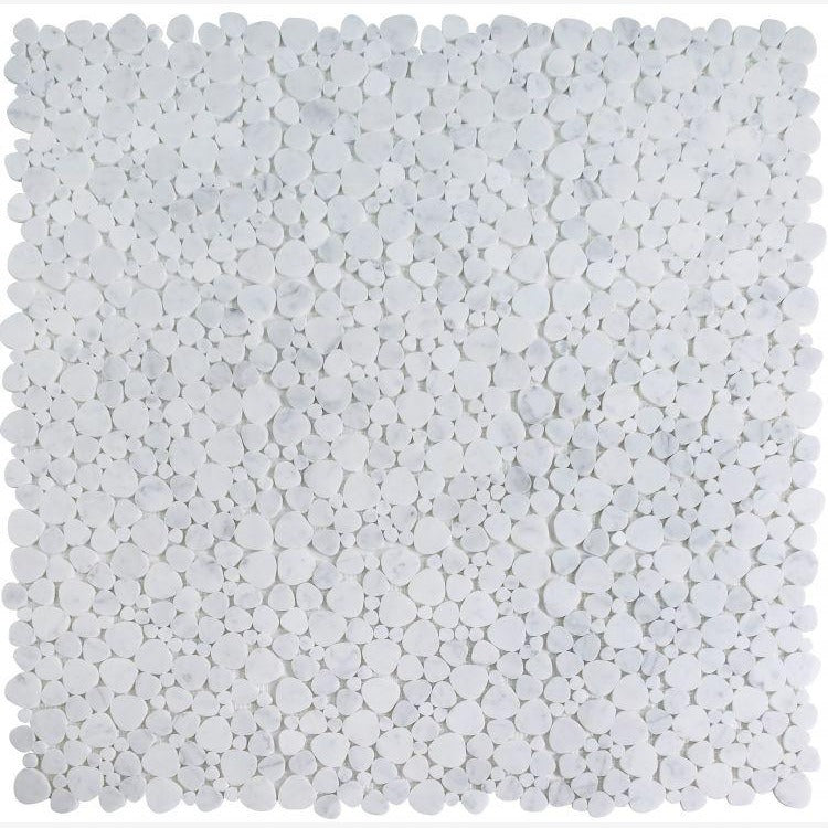 Hudson Carrara White Marble Pebble Mosaic