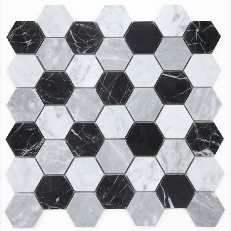 Optic Hex 2" Marble Tile Polished - view 2