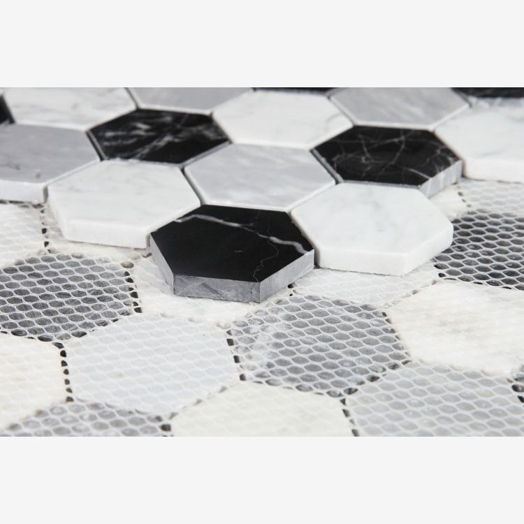 Optic Hex 2" Marble Tile Polished - view 3