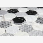 Load image into Gallery viewer, Black and White 2&quot; Hexagon Marble Polished
