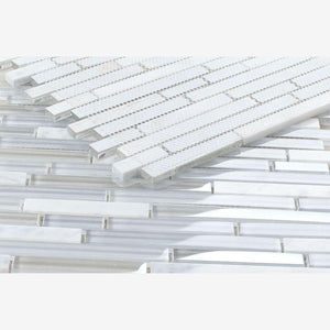 Linear Carrara Goose Glass Brick Mosaic