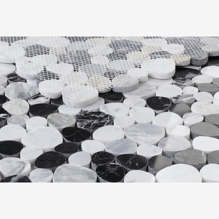 Hudson Black & White Marble Pebble Mosaic