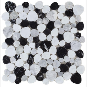 Hudson Black & White Marble Pebble Mosaic