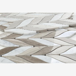 Leaf Carrara White & Haisa Stone Mosaic