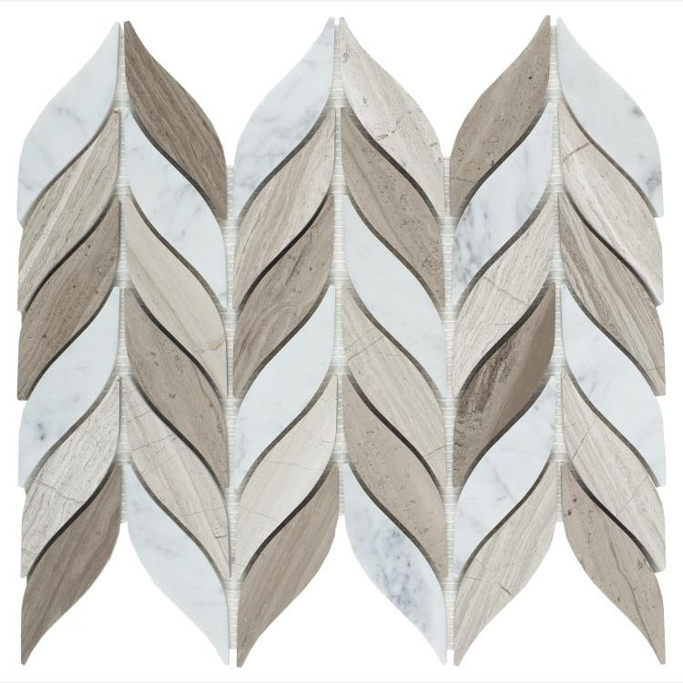 Leaf Carrara White & Haisa Stone Mosaic