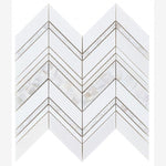 Load image into Gallery viewer, Thassos White &amp; Mother of Pearl Chevron Mosaic
