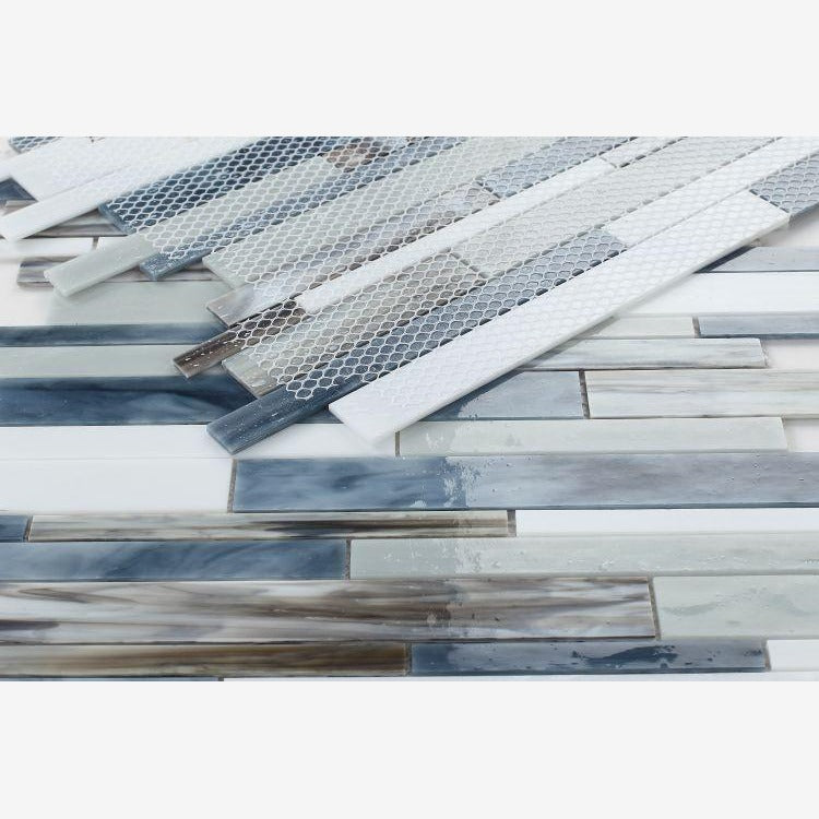 Mariner Beach Linear Interlocking Glass Mosaic Blend (Pool Rated)