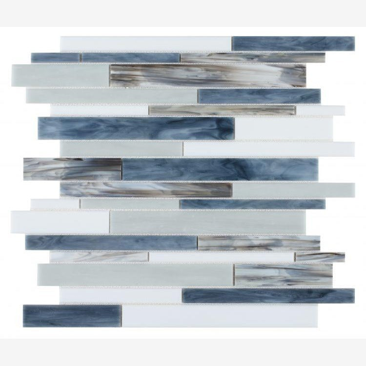 Mariner Beach Linear Interlocking Glass Mosaic Blend (Pool Rated)