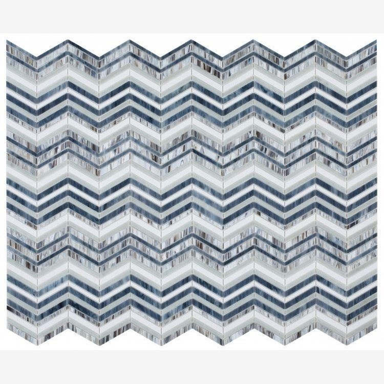 Newport Beach Wave Chevron Glass Mosaic Blend ( Pool Rated )