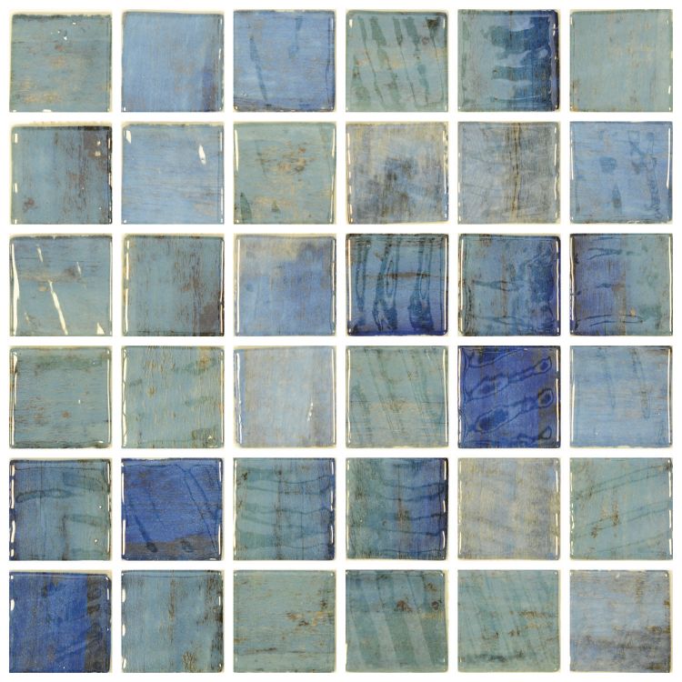 Aquatic Penta Forest Blue Glass 12.25x12.25 Mosaic Tile