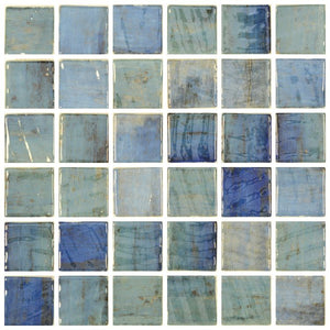 Aquatic Penta Forest Blue Glass Mosaic Tile