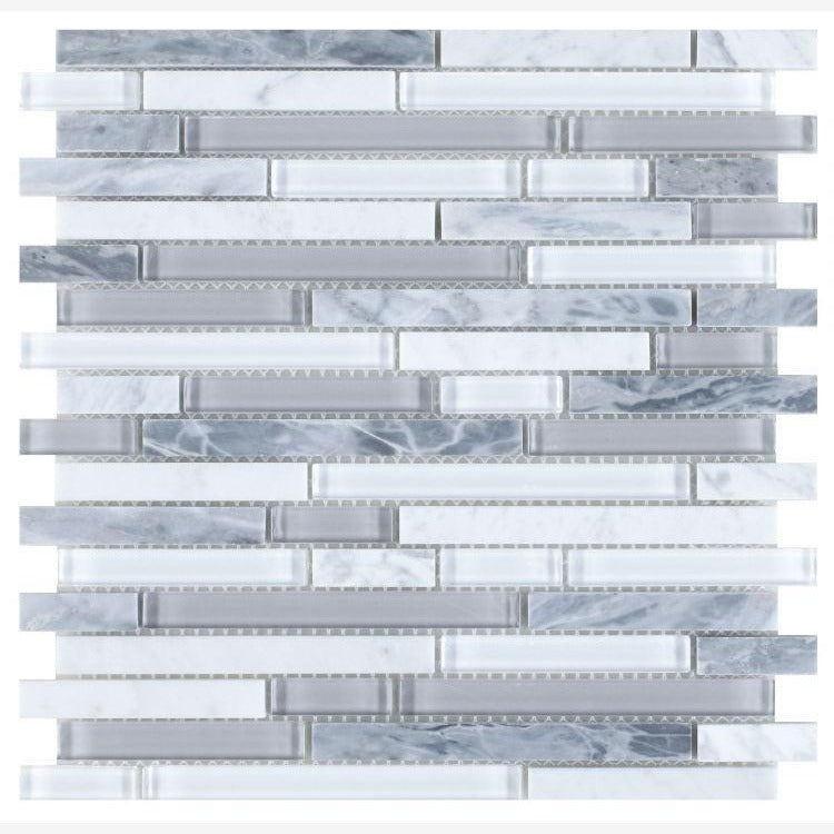 Array Montage Grey 11.75x12 Glass Brick Mosaic Glossy
