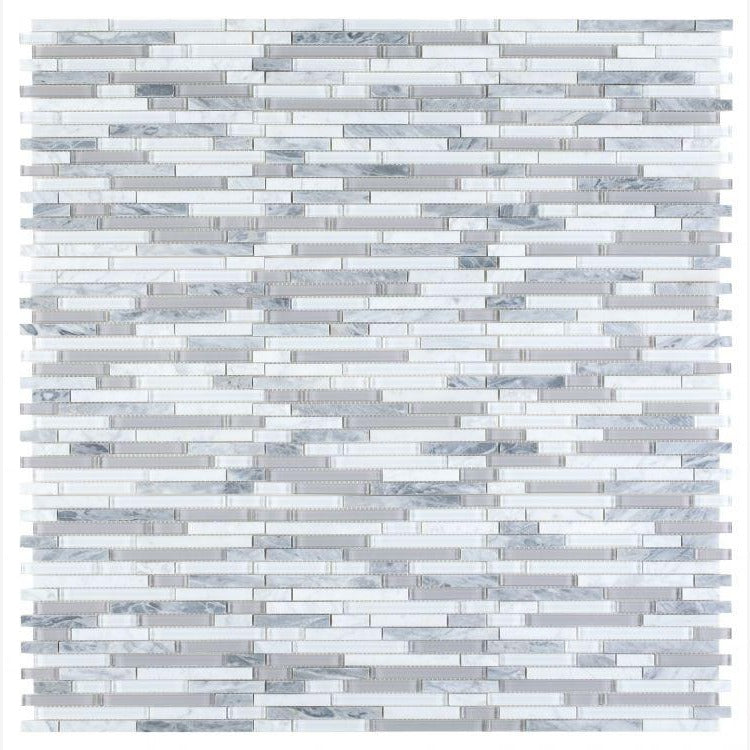 Array Montage Grey 11.75x12 Glass Brick Mosaic Glossy