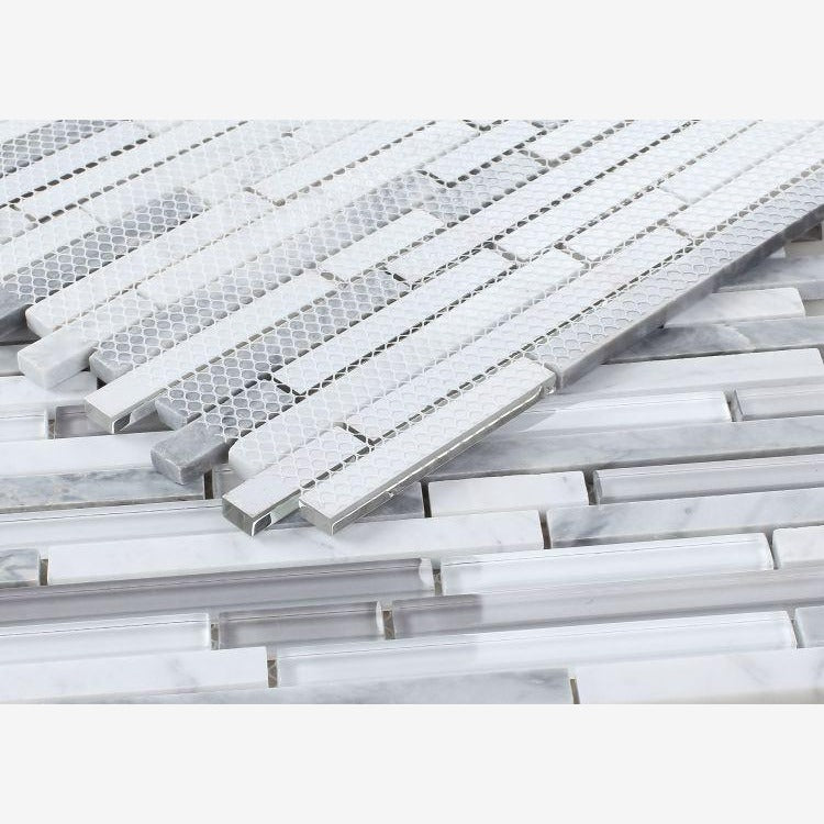 Array Montage Grey 11.75x12 Glass Brick Mosaic Glossy
