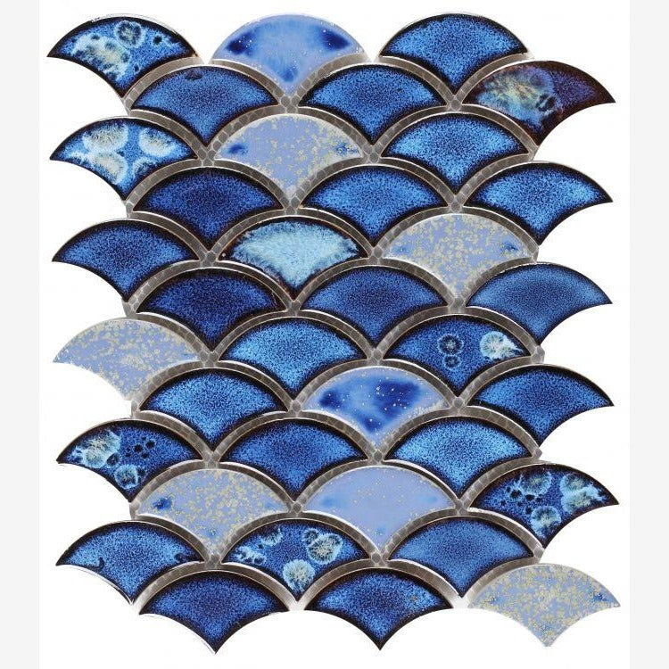 Azurea Bright Sapphire 10x12 Fishscale Porcelain Glazed Mosaic