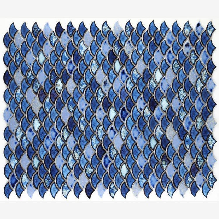 Azurea Bright Sapphire 10x12 Fishscale Porcelain Glazed Mosaic