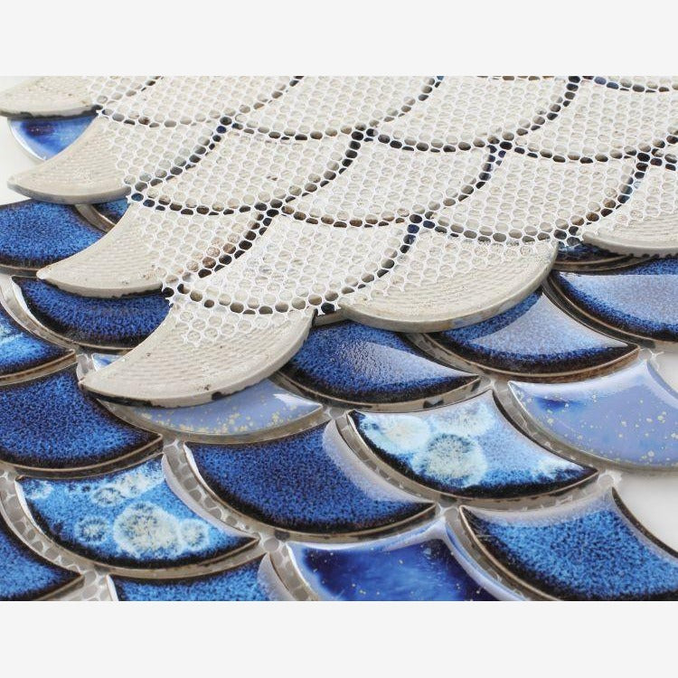 Azurea Bright Sapphire 10x12 Fishscale Porcelain Glazed Mosaic