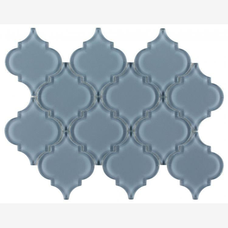 Kendra Blue Shining Arabesque Glass Tile (Pool Rated)