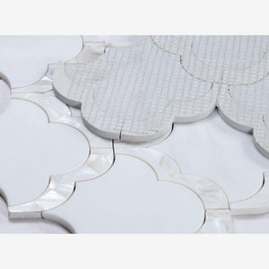 Thassos White & Mother of Pearl Scallop Mosaic