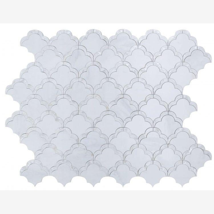 Thassos White & Mother of Pearl Scallop Mosaic