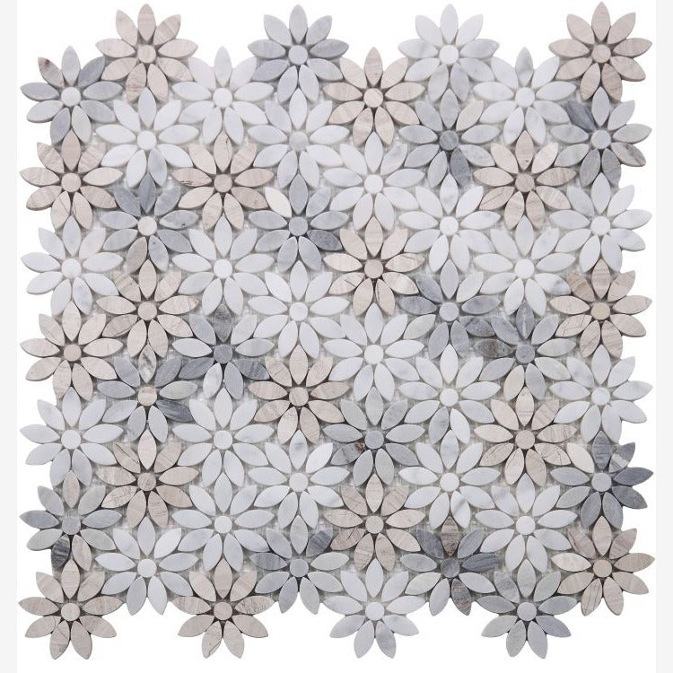 Smokey Blue Daisy Flowers Mosaic