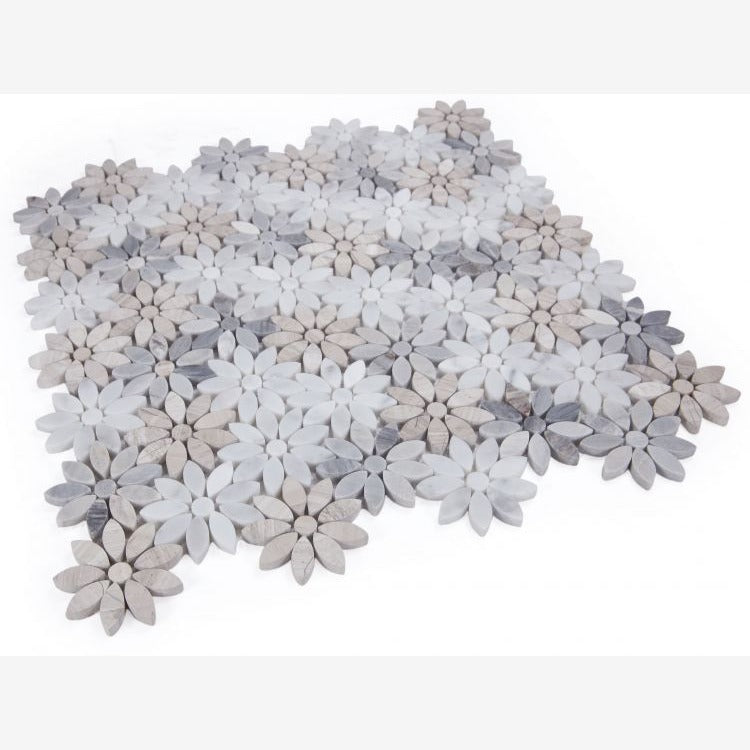 Smokey Blue Daisy Flowers Mosaic