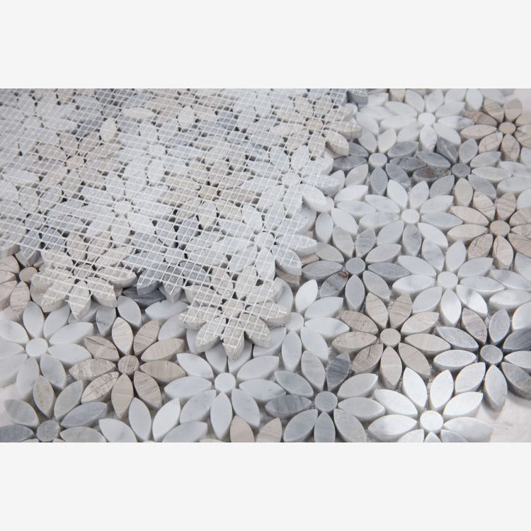 Smokey Blue Daisy Flowers Mosaic