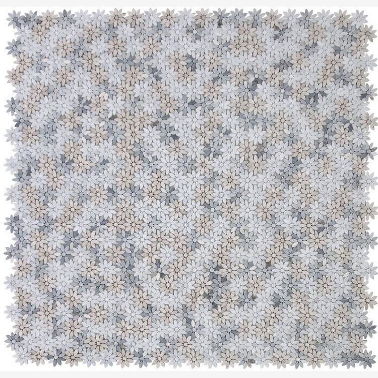Smokey Blue Daisy Flowers Mosaic