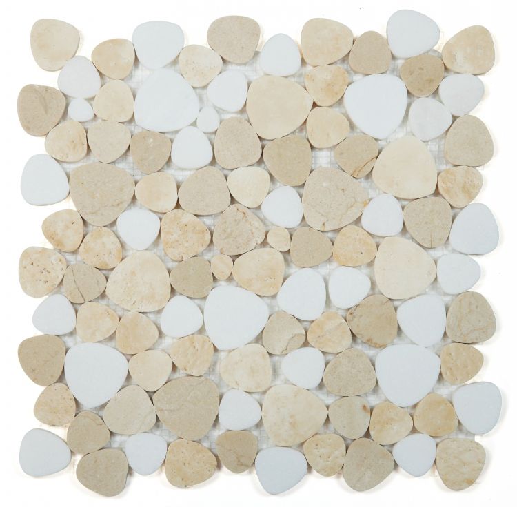 Hudson Marfil Marble Pebble Mosaic Tile