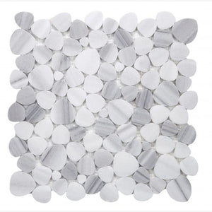 Hudson Marmala White Marble Pebble Mosaic Tile