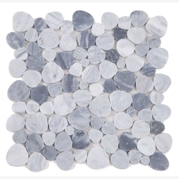 Hudson Grey Mix Marble Pebble Mosaic Tile Honed