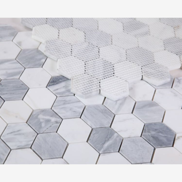 Sky Blue 2" Hexagon Marble Polished