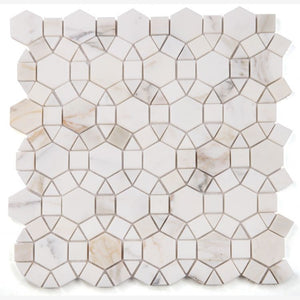 Geometry Calacatta Gold Marble Mosaic Tile