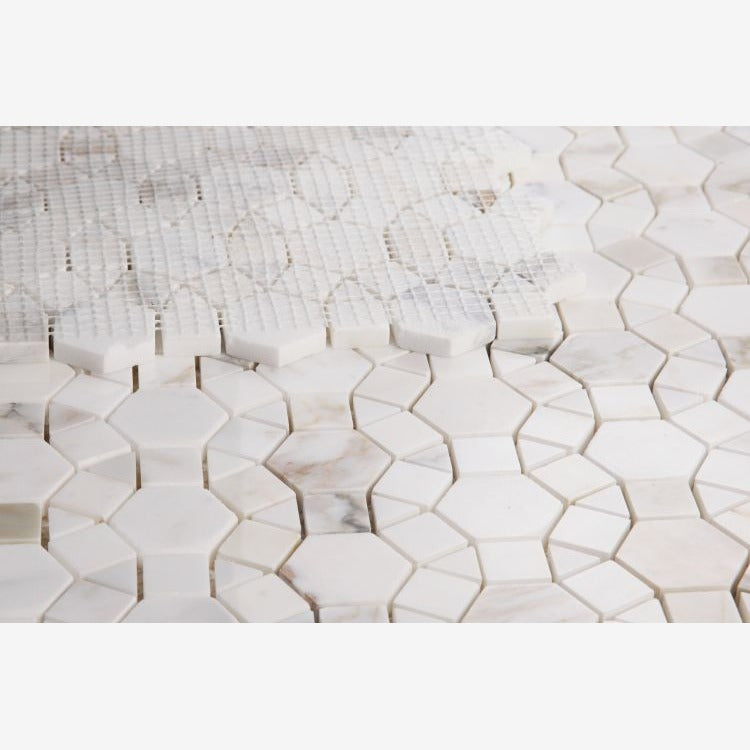 Geometry Calacatta Gold Marble Mosaic Tile Sample