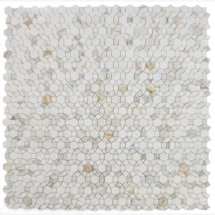 Geometry Calacatta Gold Marble Mosaic Tile