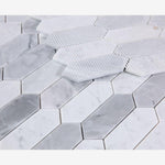 Load image into Gallery viewer, Carrara White &amp; Gray Elongated Hexagon Marble Mosaic
