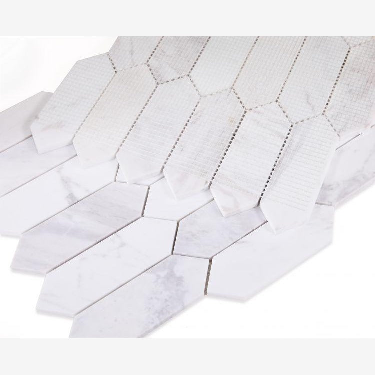 Volakas Elongated Hexagon Marble Mosaic