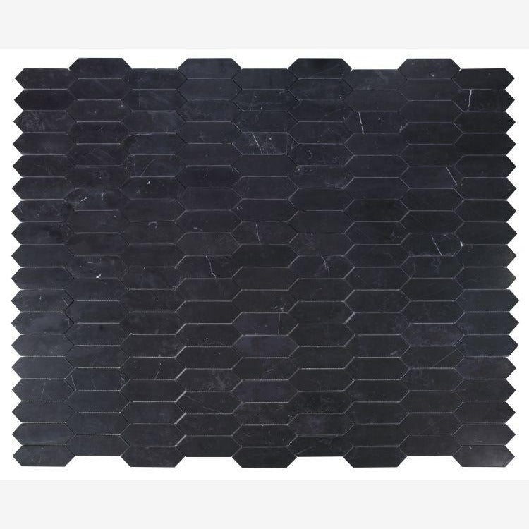 Nero Marquina Elongated Hexagon Polished/Honed Marble Mosaic