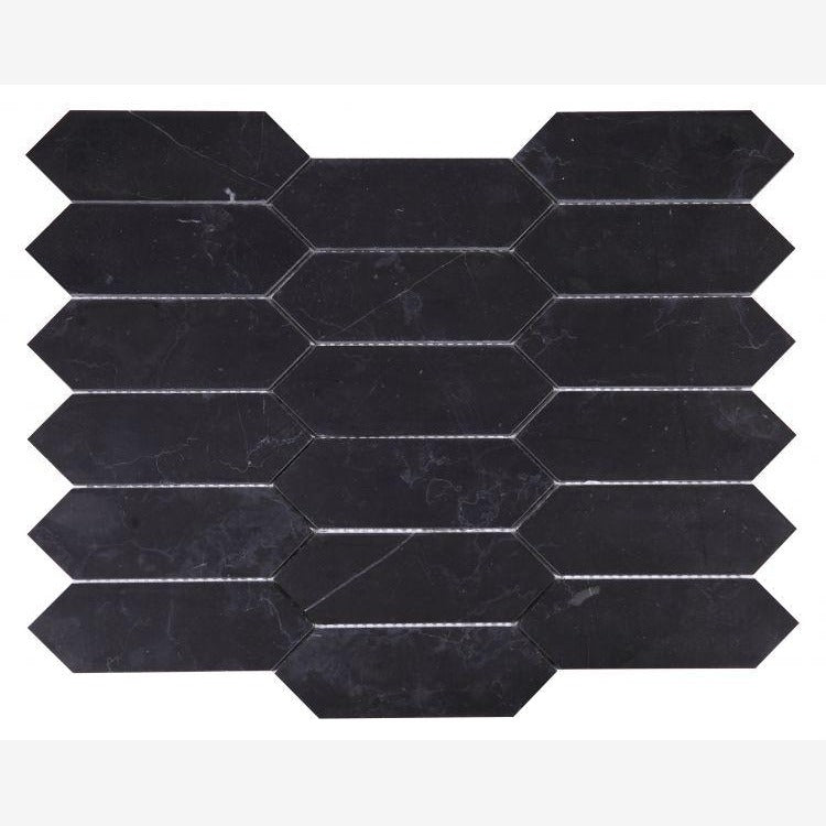 Nero Marquina Elongated Hexagon Polished/Honed Marble Mosaic