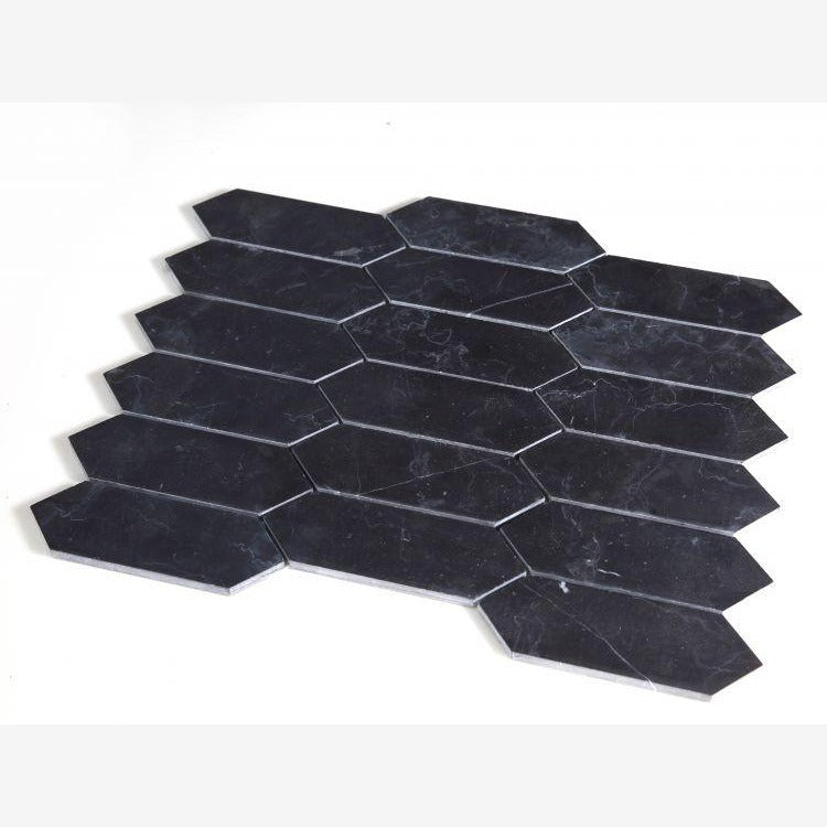 Nero Marquina Elongated Hexagon Polished/Honed Marble Mosaic