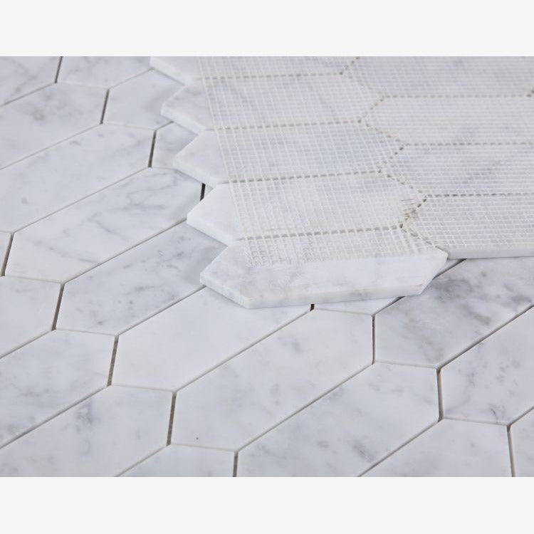 Carrara White Elongated Hexagon Marble Mosaic
